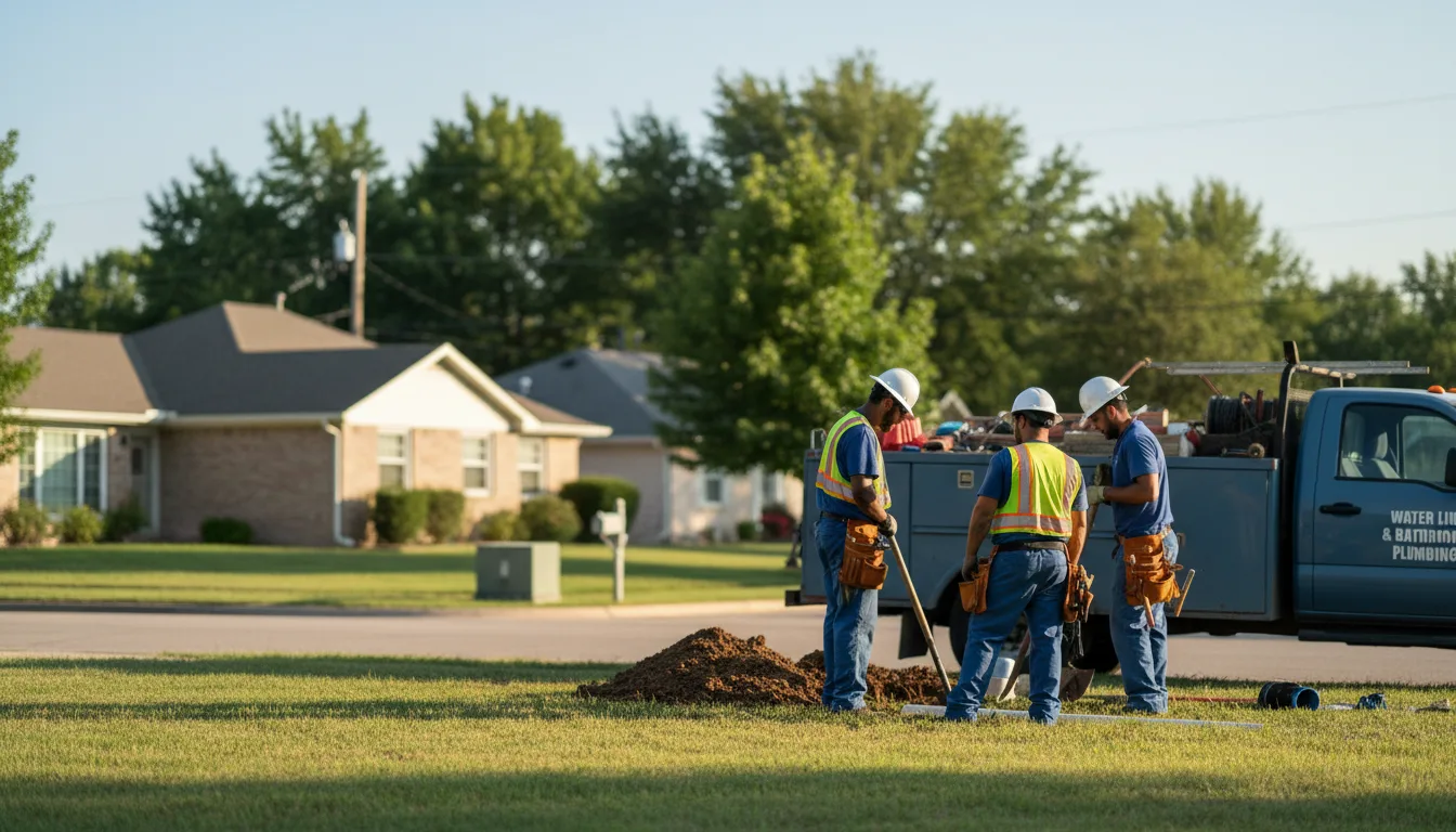 Residential water line and bathroom plumbing service in Warner, OK